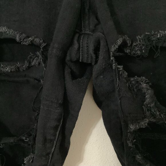 American Eagle Black Distressed Grunge Punk Concert Party Jeans 14 Short - Picture 4 of 7
